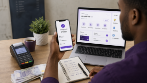Nigerian user reviewing PalmPay Nigeria mobile wallet features