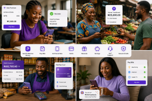 Nigerians using PalmPay Nigeria-style mobile payments for data, transfers, POS and bills
