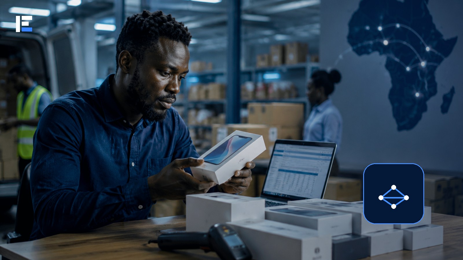 An African startup operator reviewing technology inventory and cloud service information