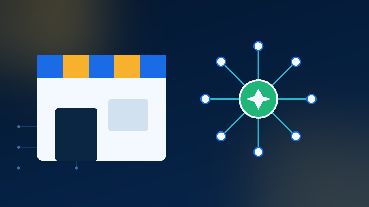 Small business storefront connected to an AI assistant network