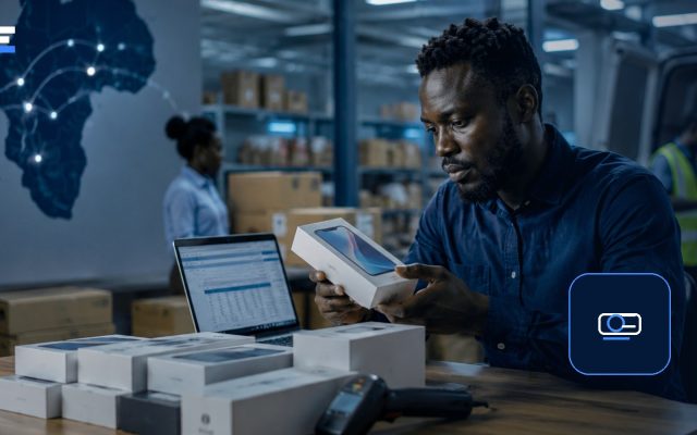 An African technology logistics professional reviewing digital identity and service access information
