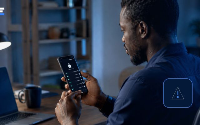 A phone user checking a suspicious account message before responding
